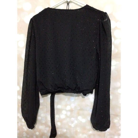 Blue Rain Deep V Blouse Size Medium Bead Accents - Picture 6 of 10